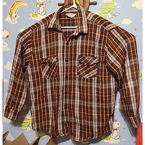 Vintage Frostproof Flannel Plaid Shirt Made In USA Size XL 17 17 1/2 Long Sleeve